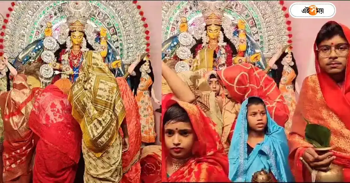 Jagadhatri Puja : শাড়ি পরে দেবী আরাধনা পাড়ার ছেলেদের! মালোপাড়ার জগদ্ধাত্রী পুজো নিয়ে তুমুল চর্চা – krishnanagar malopara jagadhatri puja local men worships devi idol by wearing saree Jagadhatri Puja : শাড়ি পরে দেবী আরাধনা পাড়ার ছেলেদের! মালোপাড়ার জগদ্ধাত্রী পুজো নিয়ে তুমুল চর্চা – krishnanagar malopara jagadhatri puja local men worships devi idol by wearing saree