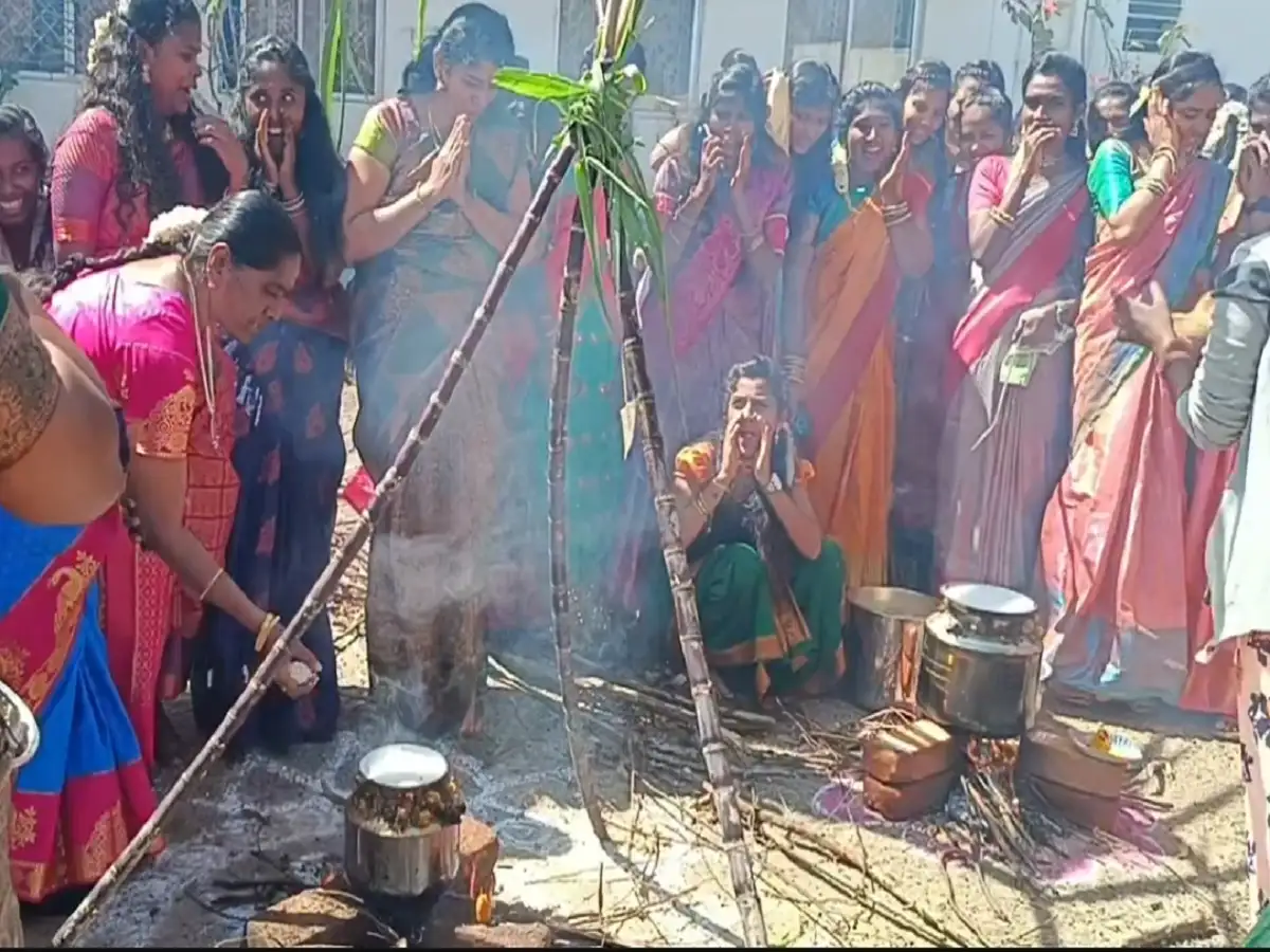 திண்டுக்கல் கொடைக்கானல் - கல்லூரி மாணவிகள் தித்திக்கும் பொங்கலை உற்சாகமாக வரவேற்றனர்! 