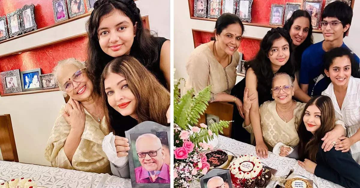 Aishwarya celebrated mother Vrinda's birthday with daughter Aaradhya, husband Abhishek Bachchan was seen missing from the party.