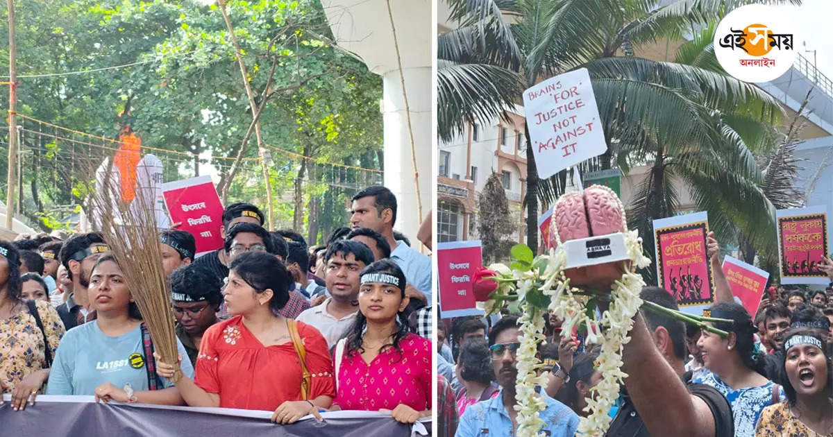 স্বাস্থ্যসচিবের ইস্তফা চেয়ে স্বাস্থ্যভবনমুখী জুনিয়র ডাক্তাররা – rg kar doctors procession to swasthya bhawan on tuesday