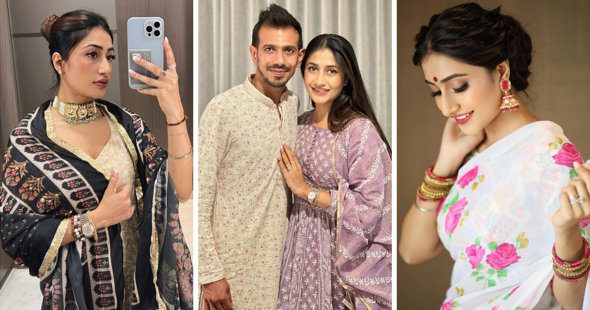 Stunning Kurta and Saree Styles of Dhanashree Chahal: Perfect for Diwali and Bhaidooj