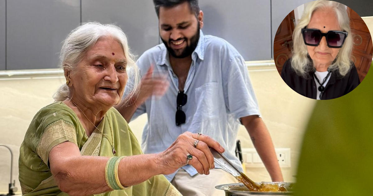 This Rockstar Grandma Wears a Dazzling Sari While Cooking