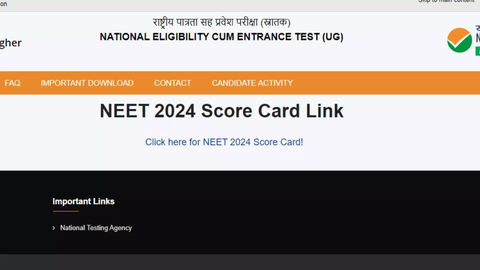 NEET Result 2024 Link NEET Result Declared, Here Is The Direct Link