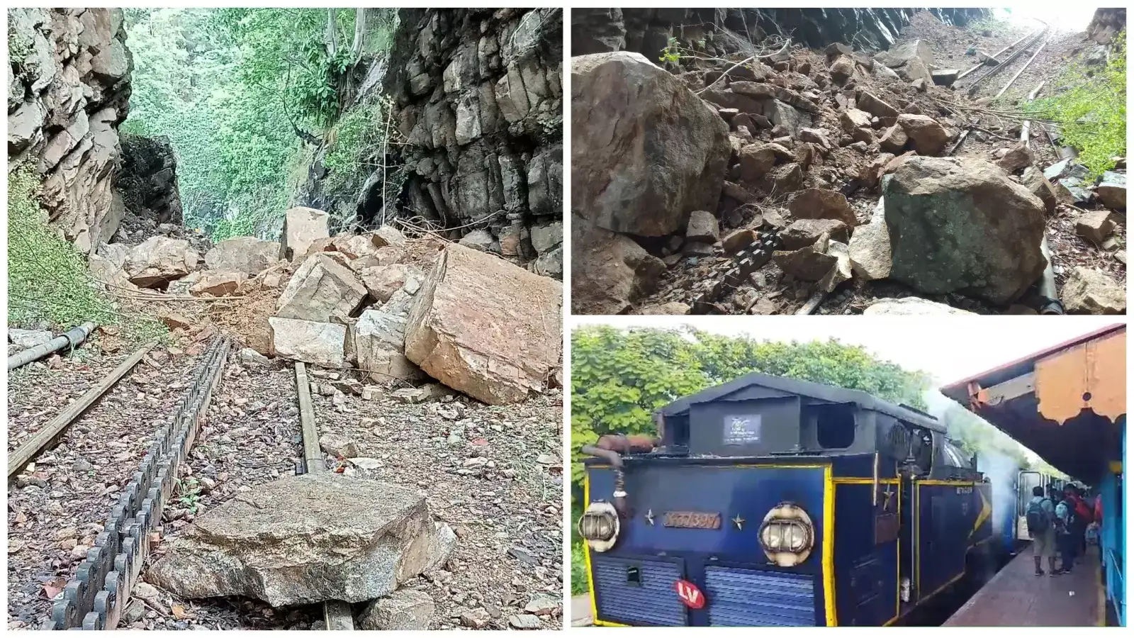 தண்டவாளத்தில் மண் சரிவு...மேட்டுப்பாளையம்-உதகை மலை ரயில் ரத்து! சுற்றுலாப்பயணிகள் ஏமாற்றம்! 