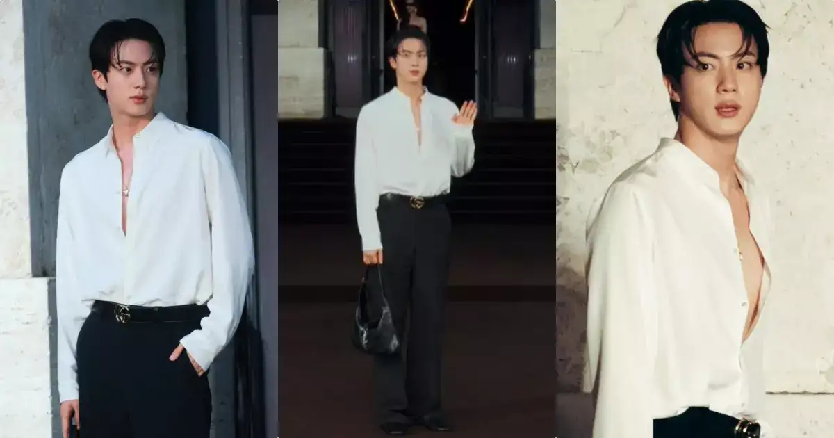 ലുക്ക് കൊണ്ട് ​ഗുച്ചി ഫാഷൻ വീക്ക് കീഴടക്കി ബിടിഎസ്സിന്റെ ജിൻ; രാജകുമാരന് വഴിയൊരുക്കൂ!