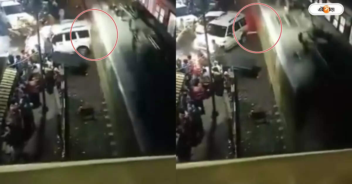 Khardaha Train Accident,খড়দায় হাজারদুয়ারি এক্সপ্রেসের ধাক্কায় ঘুরে গেল গাড়ি, দেখুন ঘটনার মুহূর্তের ভিডিয়ো – khardaha hazarduari express and four wheeler car accident trending video spread in social media