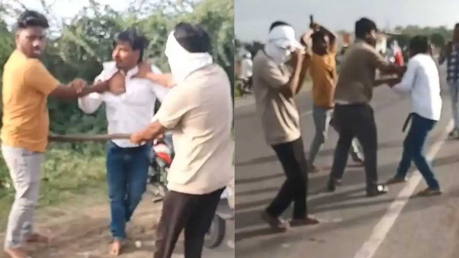 ‘याचे पाय तोडा’; बीडमध्ये सरपंच महिलेच्या पतीने उपसरपंचाला भररस्त्यात बदडलं; VIDEO व्हायरल ‘याचे पाय तोडा’; बीडमध्ये सरपंच महिलेच्या पतीने उपसरपंचाला भररस्त्यात बदडलं; VIDEO व्हायरल
