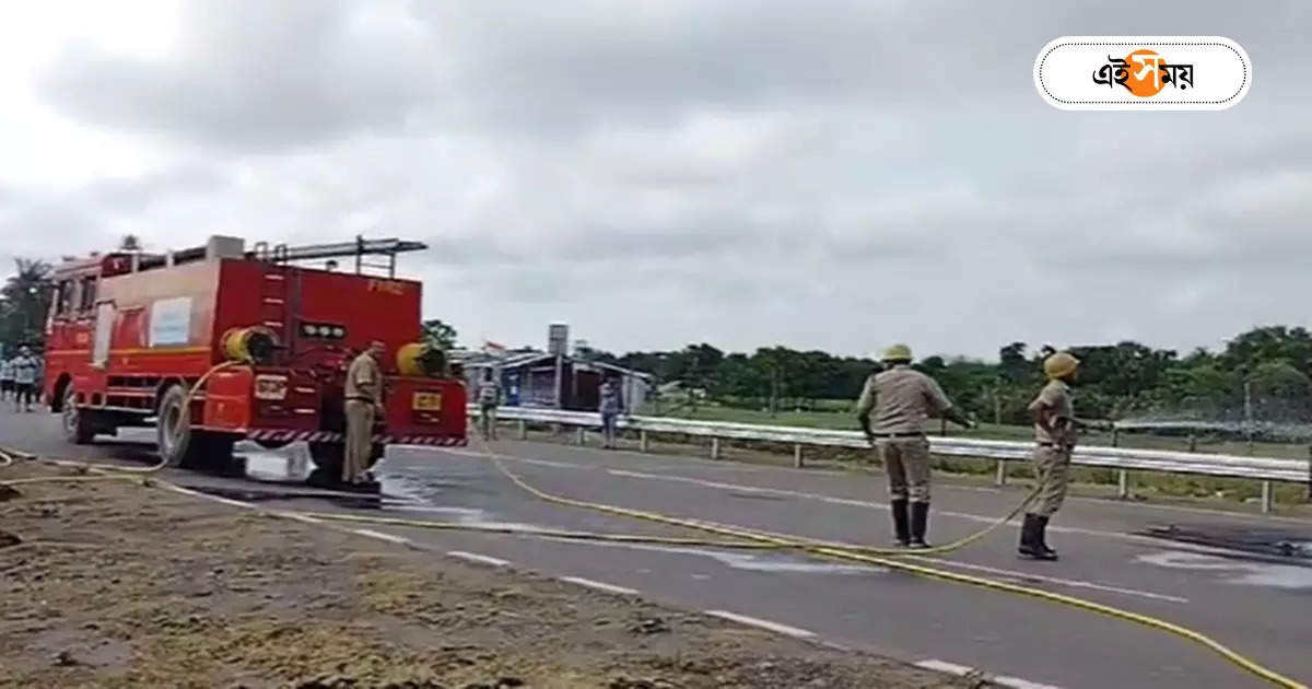 Fire Incident,টোটোর ব্যাটারিতে বিস্ফোরণ, জাতীয় সড়কে ৩ যানে ভয়াবহ অগ্নিকাণ্ড – fire in 3 vehicle on highway at nadia shantipur