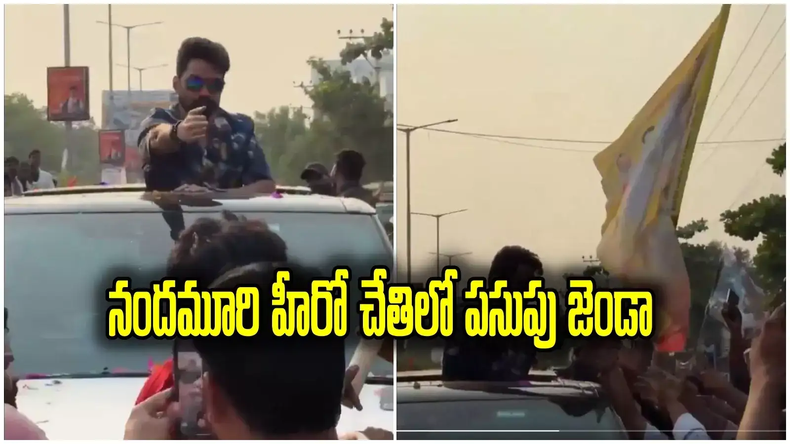 తెలుగుదేశం పార్టీ జెండా పట్టుకున్న నందమూరి హీరో.. వీడియో వైరల్