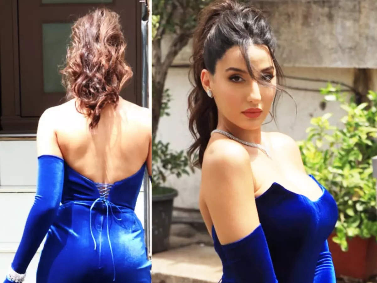 Nora Fatehi Looks Gorgeous In Blue Slit Gown For Dance Deewane