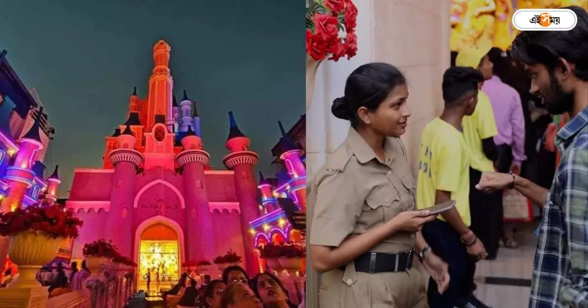 West bengal Police : শ্রীভূমির প্যান্ডেলে এ কী কাণ্ড! পুলিশের দিকে এগোলেন যুবক, তারপর… – sreebhumi disneyland puja strangers young man distribute chocolate to police personnel inside pandal