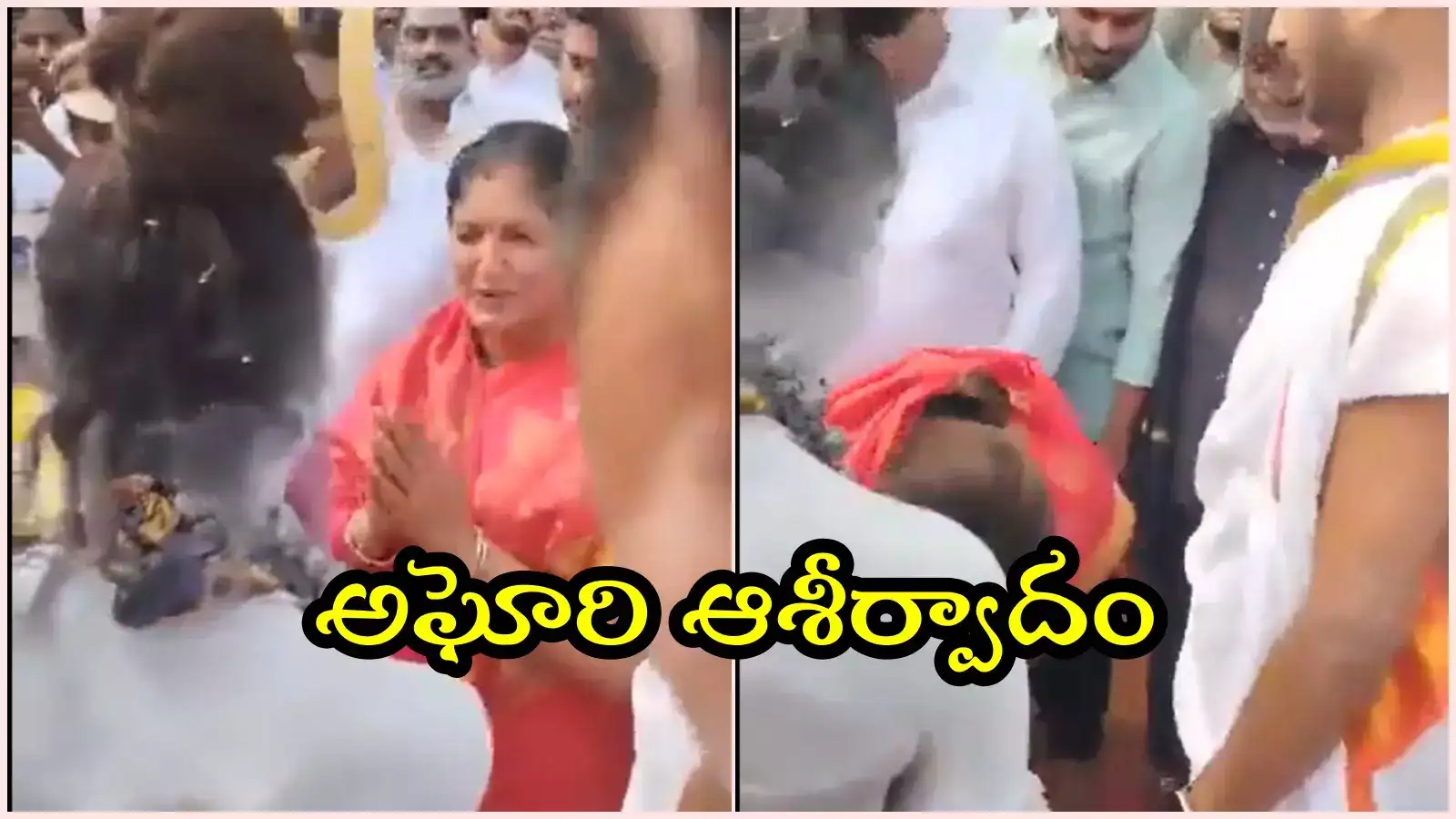 అఘోరి కాళ్లు మెుక్కిన డిప్యూటీ సీఎం సతీమణి