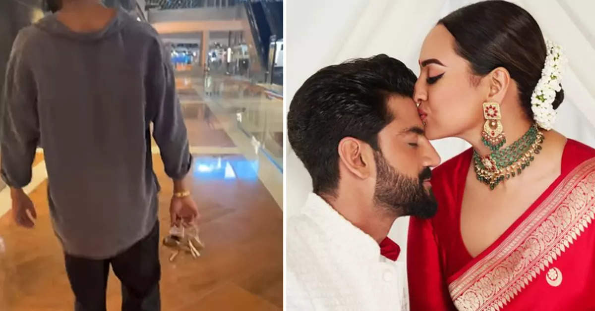 Zaheer Iqbal was seen walking around with wife Sonakshi Sinha's sandals, the actress shared a cute video