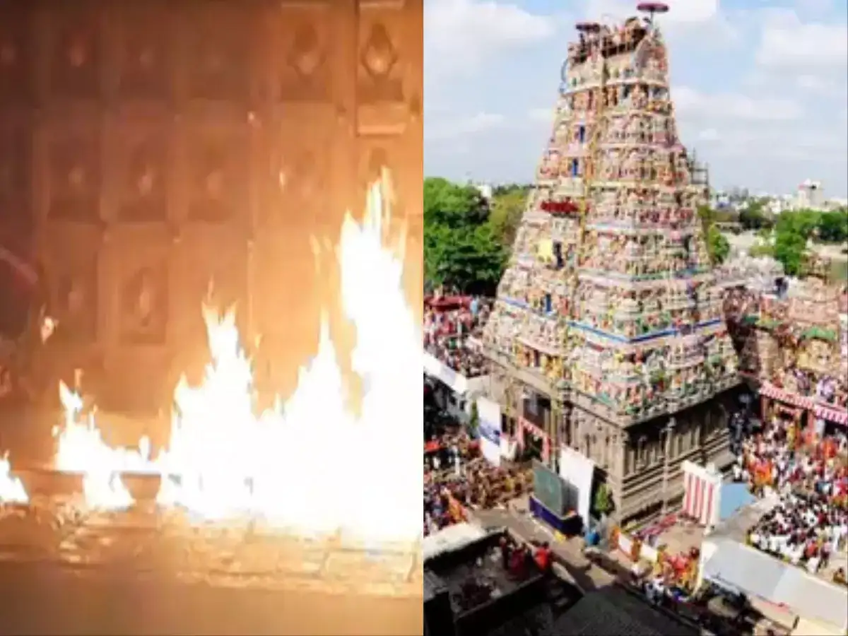 கபாலீஸ்வரர் கோயில் வாசலில் தீ வைத்த மர்ம நபர்.. சிசிடிவியில் சிக்கியது யார்..? கொந்தளித்த மக்கள் 
