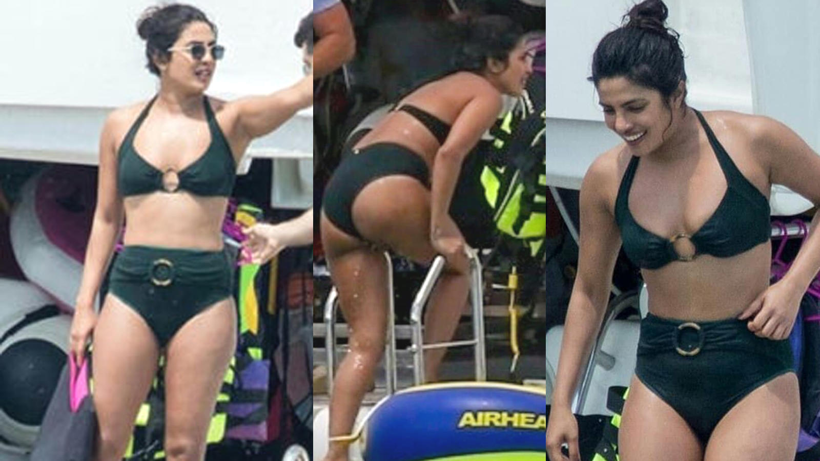 Priyanka Chopra,Priyanka Swimsuit Pics : நீச்சல் குளத்தில் ஆனந்தமாக  நீராடும் புதுமண ஜோடி! - priyanka chopra black bikini swimsuit photos goes  viral - Samayam Tamil