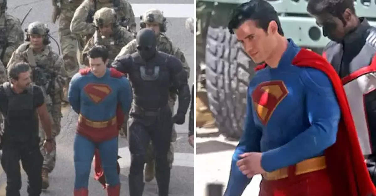 Photos leaked from the set of James Gunn's new 'Superman' film, David Corenswet seen in handcuffs