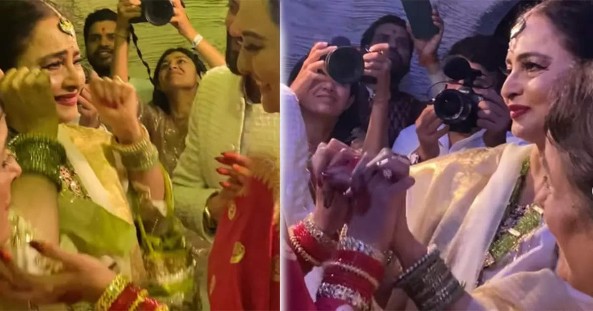 With tears in her eyes, Rekha warded off the evil eye of Sonakshi and Zaheer, video of the reception party goes viral