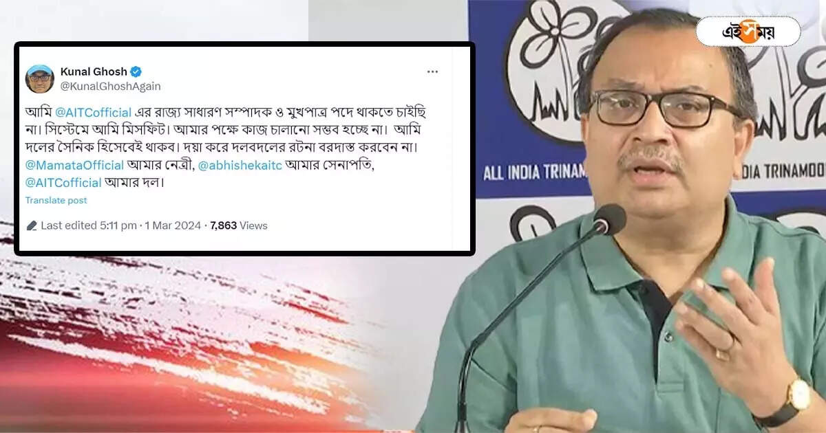 Kunal Ghosh News: ‘সিস্টেমে আমি মিসফিট, কাজ চালানো সম্ভব হচ্ছে না,’ সব পদ থেকে ইস্তফা কুণালের – kunal ghosh says he does not want to be spokesperson of trinamool congress