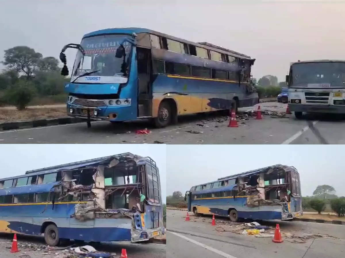 Gujarat: One bus collided with another parked on the Ahmedabad-Indore Expressway, four died, 11 injured after losing balance.