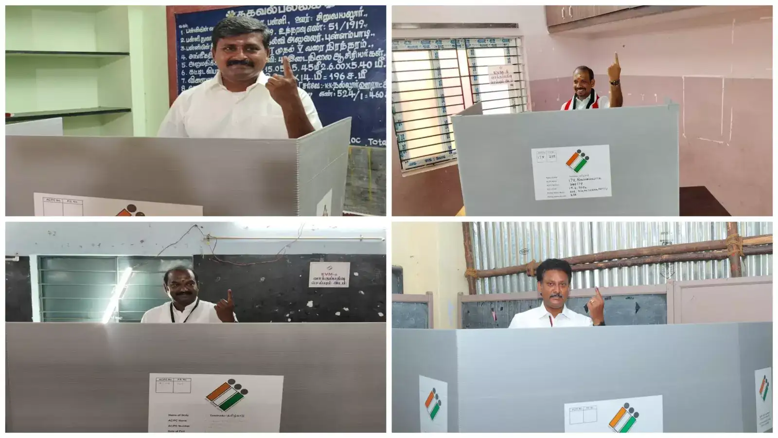 திருச்சியில் கட்சி வேட்பாளர்கள் வாக்களிப்பு-பொதுமக்களுடன் வரிசையில் நின்று வாக்களித்தனர்! 