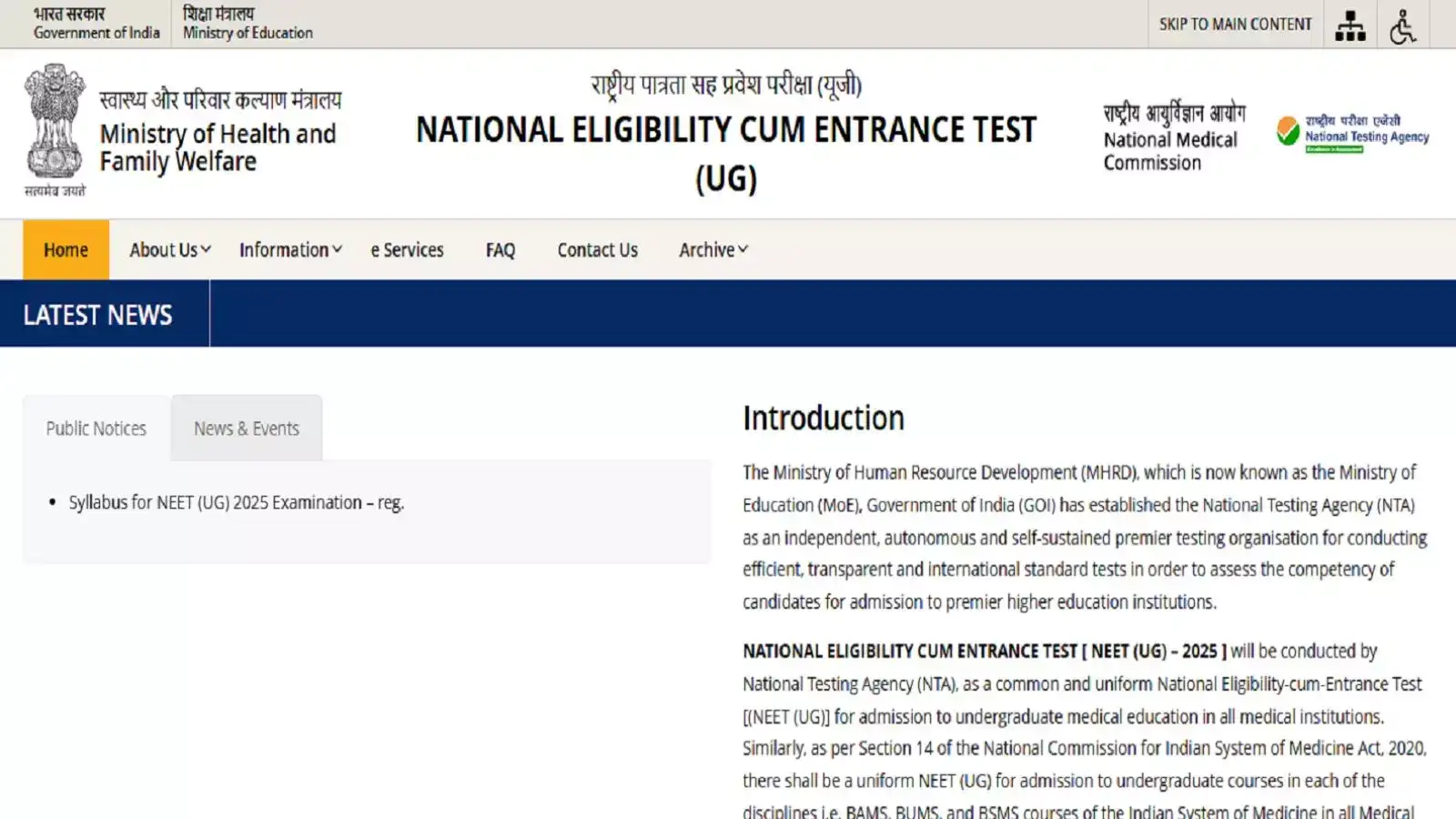 NEET UG 2025 : நீட் பாடத்திட்டம் மற்றும் அதிகாரப்பூர்வ இணையதளம் வெளியீடு! நேரடியாக பார்க் லிங்க் 