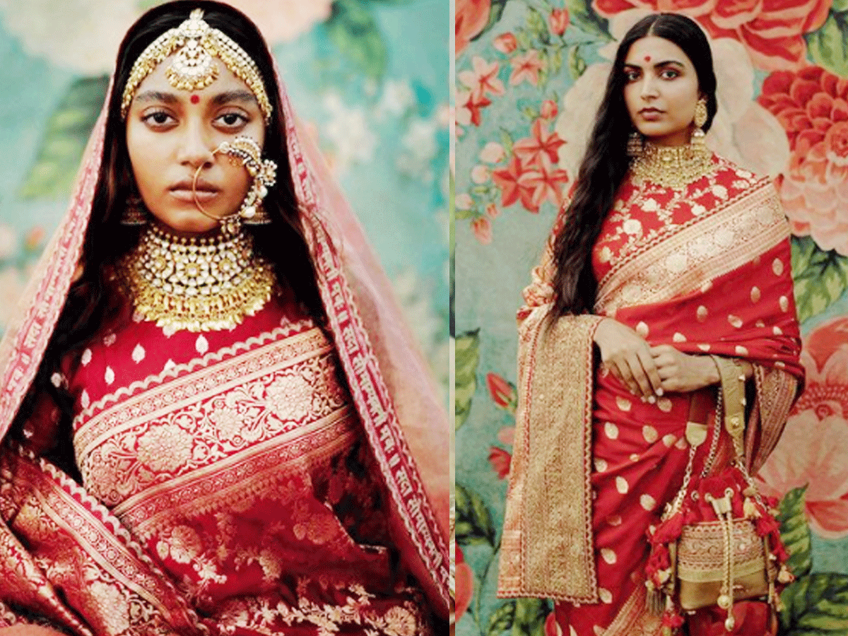 Influencer Bride Wore A Silk Saree From Sabyasachi With Her Nani's Heirloom  Jewellery On Reception