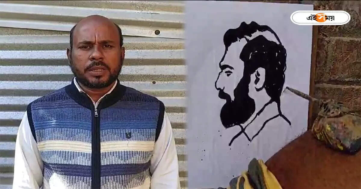 Mohammed Shami : ফাইনালেও খেল দেখাবেন সামি, পেট দিয়ে ছবি এঁকে প্রার্থনা নদিয়ার ফ্যানবয়ের – mohammed shami indian cricketer picture drawn with belly by a artist at nadia