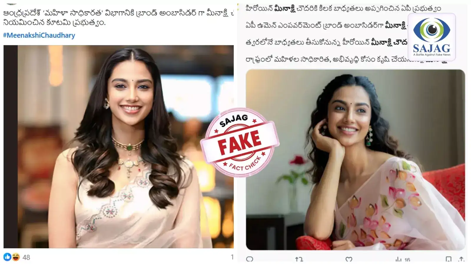 మీనాక్షి చౌదరిని ఏపీ ప్రభుత్వం బ్రాండ్ అంబాసిడర్‌గా నియమించలేదు.. ఆమె ఎంత మల్టీ టాలెంటెడో తెలుసా..?