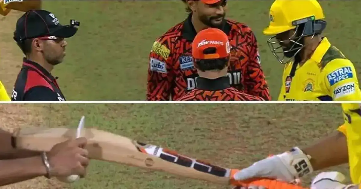 ജഡേജയുടെ ബാറ്റ് മാറ്റണമെന്ന് അമ്പയര്‍; നിരാശയില്‍ ബാറ്റ് നിലത്ത് അടിച്ചു; ഐപിഎല്ലില്‍ വീണ്ടും 'ബാറ്റ് വിവാദം'