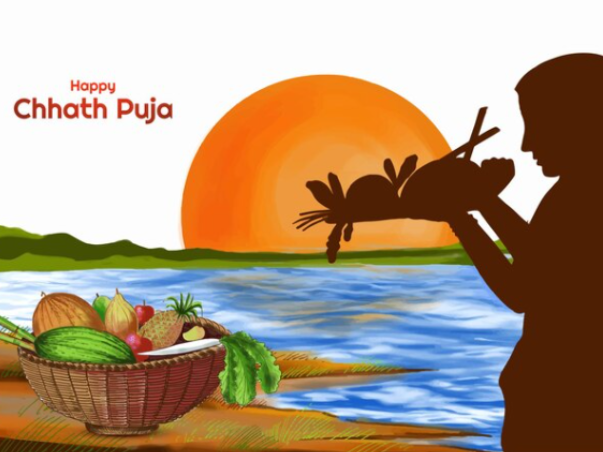 Chhath Puja Drawing | Chhath Puja Scenery Drawing | Chhath Festival Drawing  | Chhath Puja Poster - YouTube