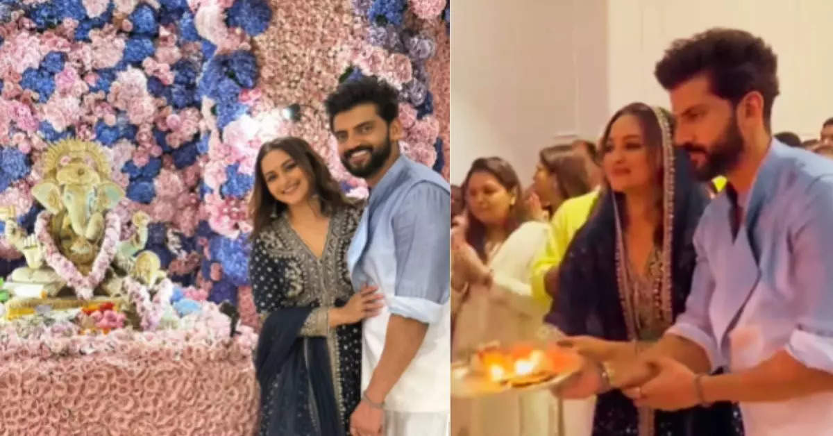 Sonakshi Sinha and Zaheer Iqbal Celebrate First Ganpati After Marriage, Fans React to Their Aarti Video