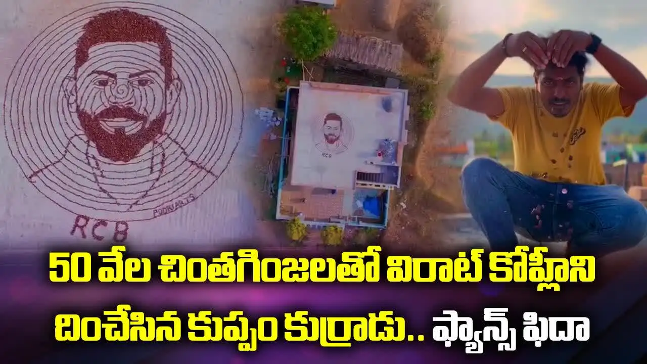 చింతగింజలతో విరాట్ కోహ్లీ రూపం.. వీడియో వైరల్