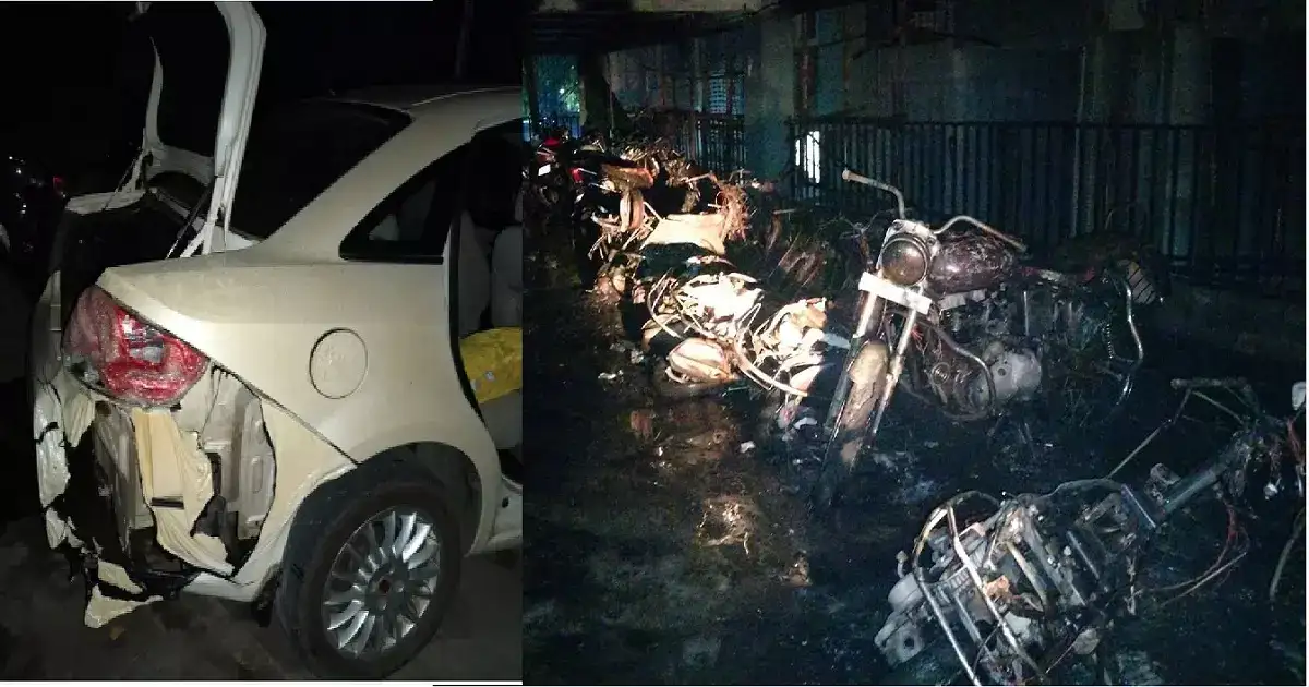 फटाके उडवताना हलगर्जी महागात, ठाण्यात गृहसंकुलाच्या पार्किंगला आग, १६ वाहनं जळून खाक फटाके उडवताना हलगर्जी महागात, ठाण्यात गृहसंकुलाच्या पार्किंगला आग, १६ वाहनं जळून खाक