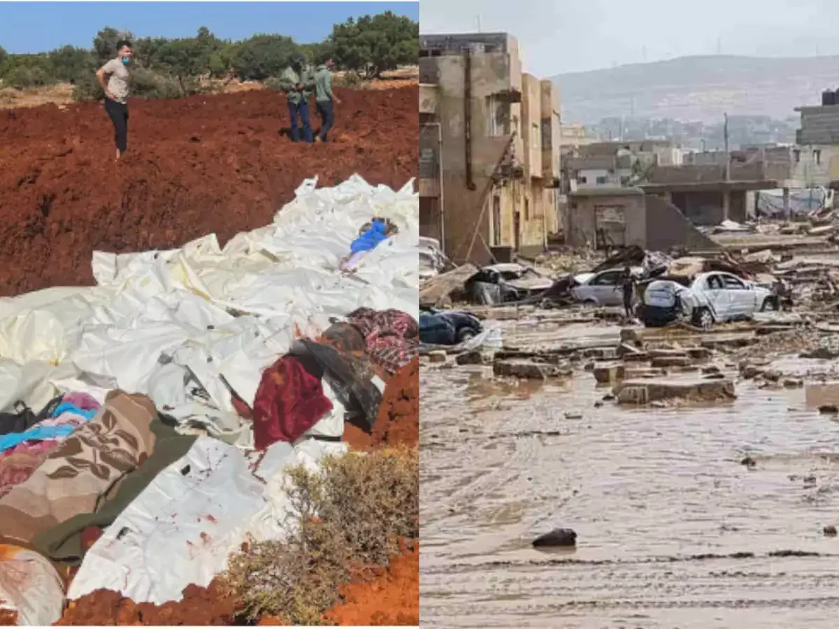 குவியல் குவியலாக புதைக்கப்படும் சடலங்கள்... கதறி அழக்கூட ஆளில்லை. புயலால் நாசமான லிபியா! 