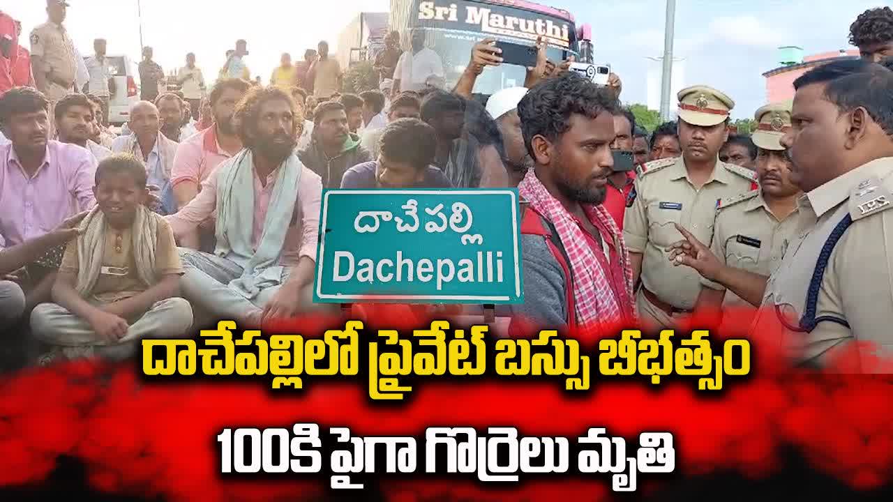 దాచేపల్లి: ట్రావెల్స్ బస్సు బీభత్సం.. 147 గొర్రెల మృతి