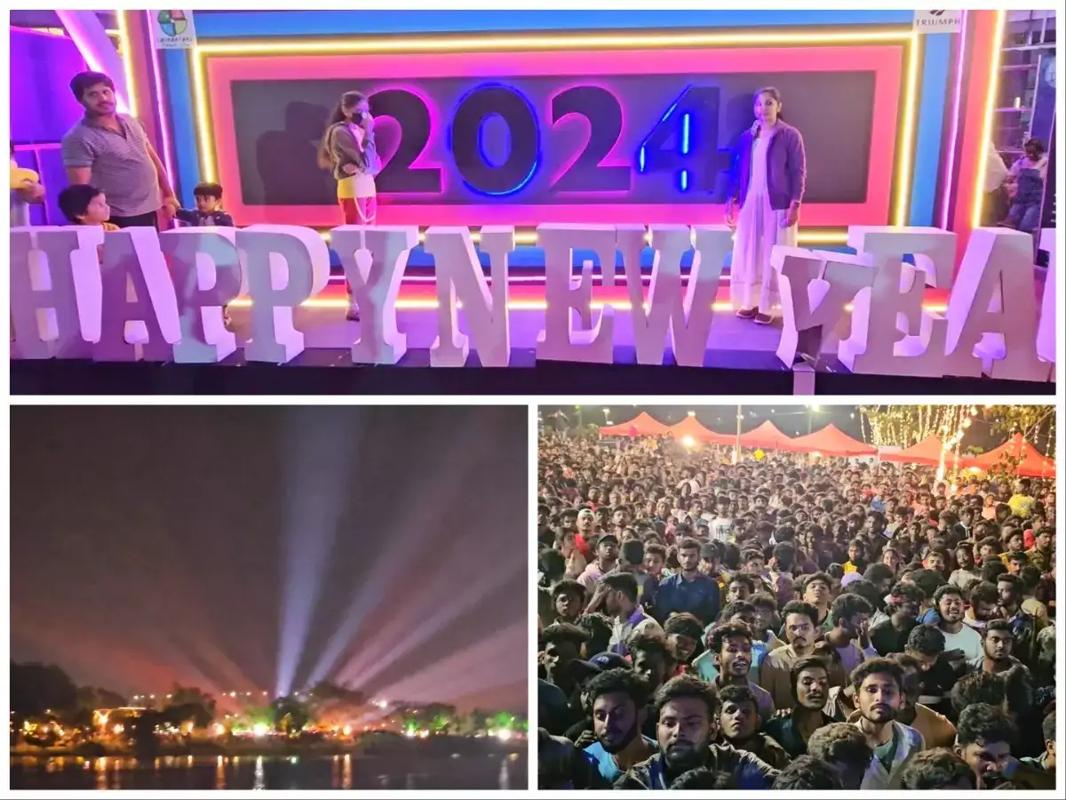 கோவையில் புத்தாண்டை லேசர் ஷோ மூலம் கொண்டாடிய மக்கள்! 