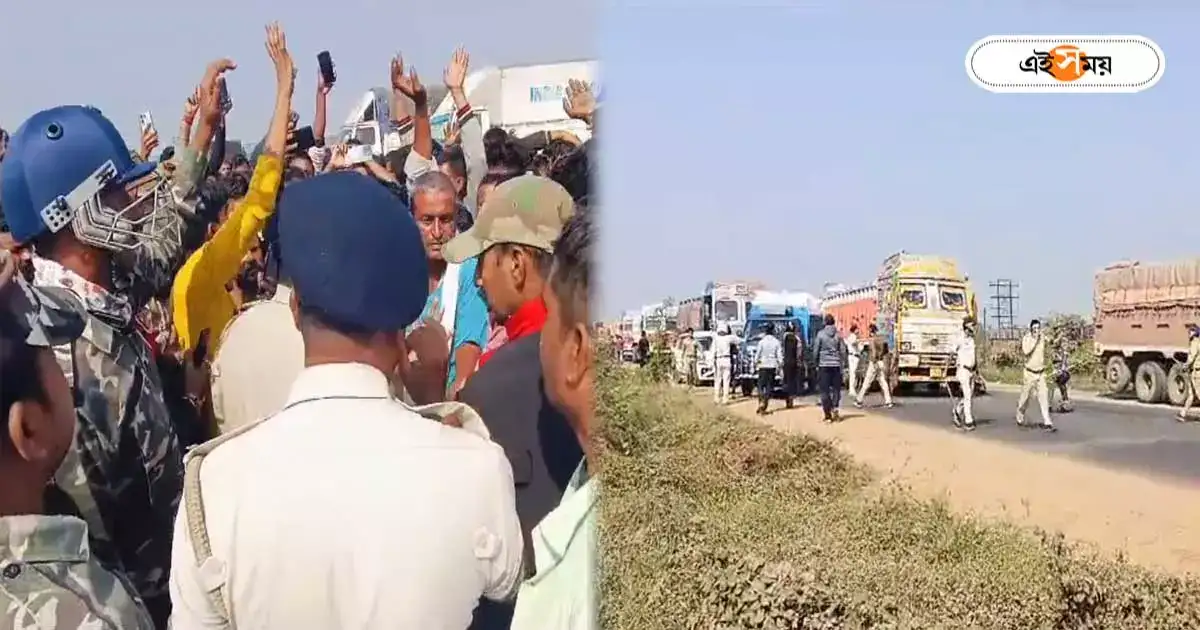Hooghly News : ট্রাক চালকদের জাতীয় সড়ক অবরোধ! পুলিশের লাঠিচার্জ-ইটবৃষ্টি, অগ্নিগর্ভ ডানকুনি – hooghly durgapur expressway blocked by truck driver protesting central government transport rules at dankuni