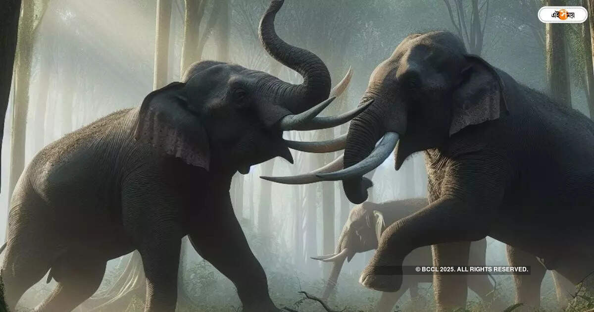 Elephant Attacks: লড়াইয়ে কোমর ভেঙে নদীতে পড়ল হাতি, উদ্ধারে আর্থ মুভার – alipurduar one elephant fell into river while fighting an opponent