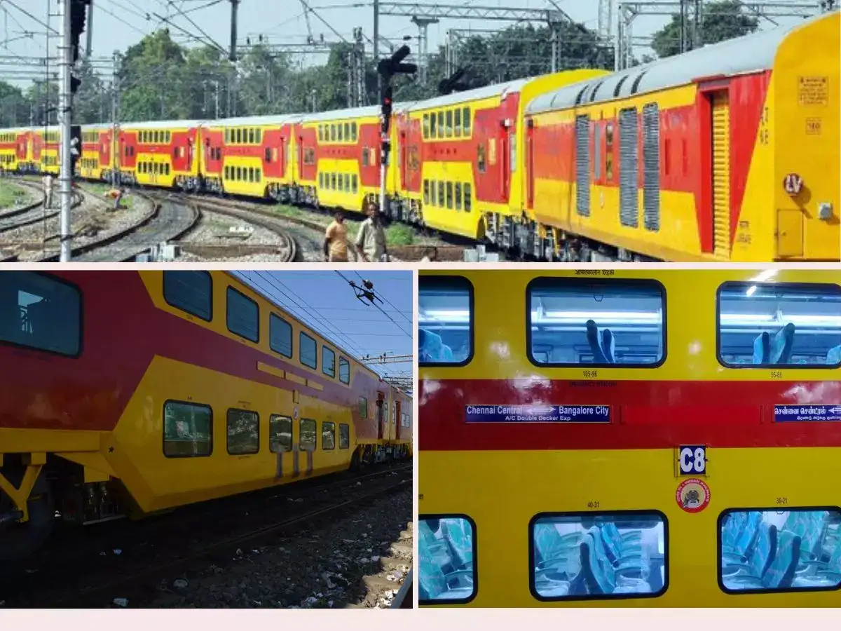 சென்னை - பெங்களூர் டபுள் டக்கர் எக்ஸ்பிரஸ் ரயில்: நடுவழியில் சக்கரத்தில் கிளம்பிய புகை! 