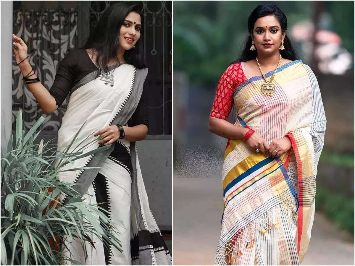 What blouse suits a silver-border Kerala saree? - Quora