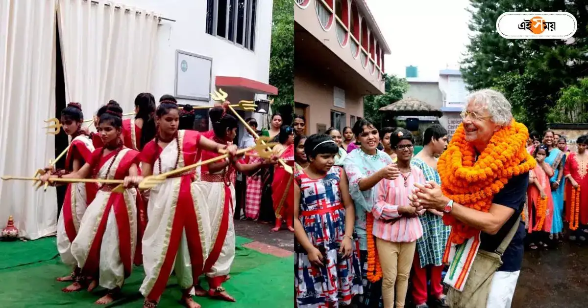 Howrah News : ড্যানিয়েলের সামনে মহিষাসুরমর্দিনী! হোমের খুদেদের নাচ দেখে মুগ্ধ সুইস ব্যক্তি – switzerland man came to howrah uluberia to pariticipated in durga puja dance drama Howrah News : ড্যানিয়েলের সামনে মহিষাসুরমর্দিনী! হোমের খুদেদের নাচ দেখে মুগ্ধ সুইস ব্যক্তি – switzerland man came to howrah uluberia to pariticipated in durga puja dance drama