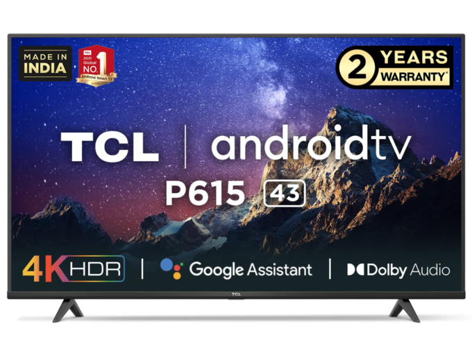 <strong>TCL 108 cm (43 inches) 4K Ultra HD Android Smart LED TV: </strong>