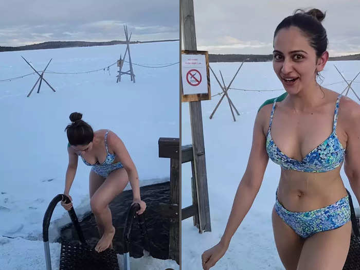 Rakul Preet Singh takes a dip in minus 15 C water Rakul Preet Singh takes a dip in minus 15 C water