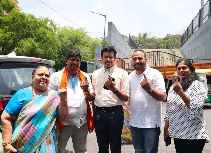 Karnataka Elections 2023: ಮತ ಚಲಾಯಿಸಿದ ಸಂಸದ ತೇಜಸ್ವಿ ಸೂರ್ಯ