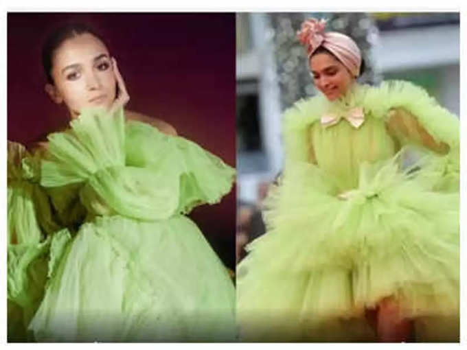 Deepika was seen wearing a neon green tulle dress