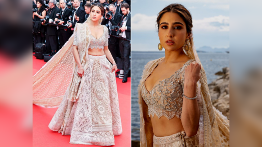 Cannes Red Carpet: કાન ફેસ્ટિવલમાં સારા અલી ખાનનો દેશી અવતાર, પેસ્ટલ લહેંગામાં રેડ કાર્પેટ પર કરી એન્ટ્રી; તસવીરો 