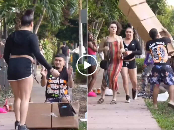 man doing prank with girls walking on footpath got beaten funny video goes viral on social media man doing prank with girls walking on footpath got beaten funny video goes viral on social media