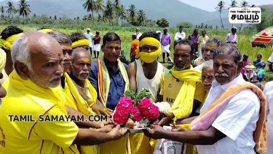 in veerabhatra swami temple festival breaking a coconut on the head