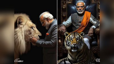 PM Modi Viral Photos: AI सुद्धा पडला नरेंद्र मोदींच्या प्रेमात, वाघ-सिंहासोबत तयार केले असे फोटो