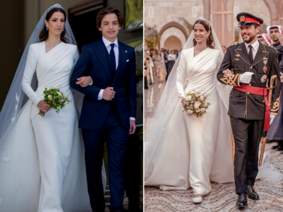 Jordan’s Royal Wedding: રોયલ ગાઉનમાં જોર્ડન ક્રાઉન પ્રિન્સની પત્ની બનવા પહોંચી રજવા સૈફ, રાજશાહી લગ્નની તસવીરો
